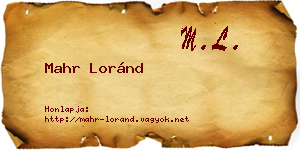 Mahr Loránd névjegykártya